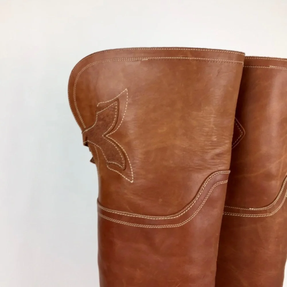 Timberland Lucille Flat Tall Knee Boots Tan Leather 6